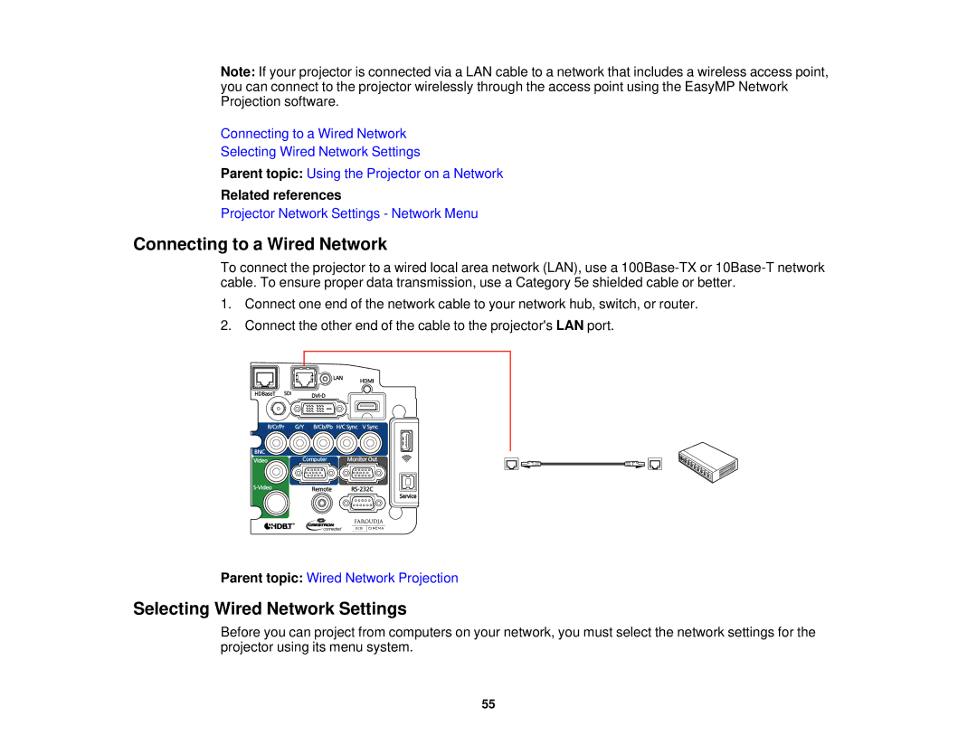 Epson Z11005NL, Z9870UNL, Z9900WNL, Z9870NL, Z9800WNL manual Connecting to a Wired Network, Selecting Wired Network Settings 