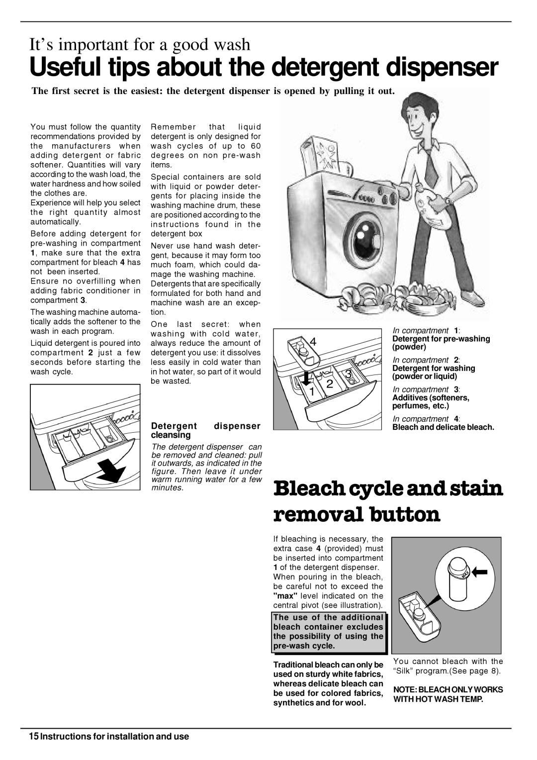 Equator 3612 Detergent dispenser cleansing, Detergent for pre-washing powder, Detergent for washing powder or liquid 