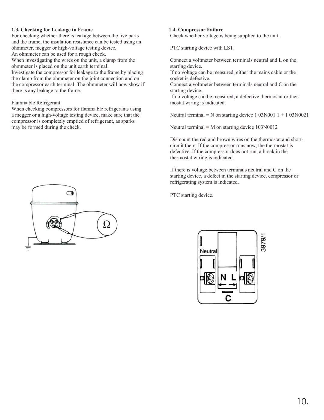 Equator 375 service manual Checking for Leakage to Frame, Compressor Failure 