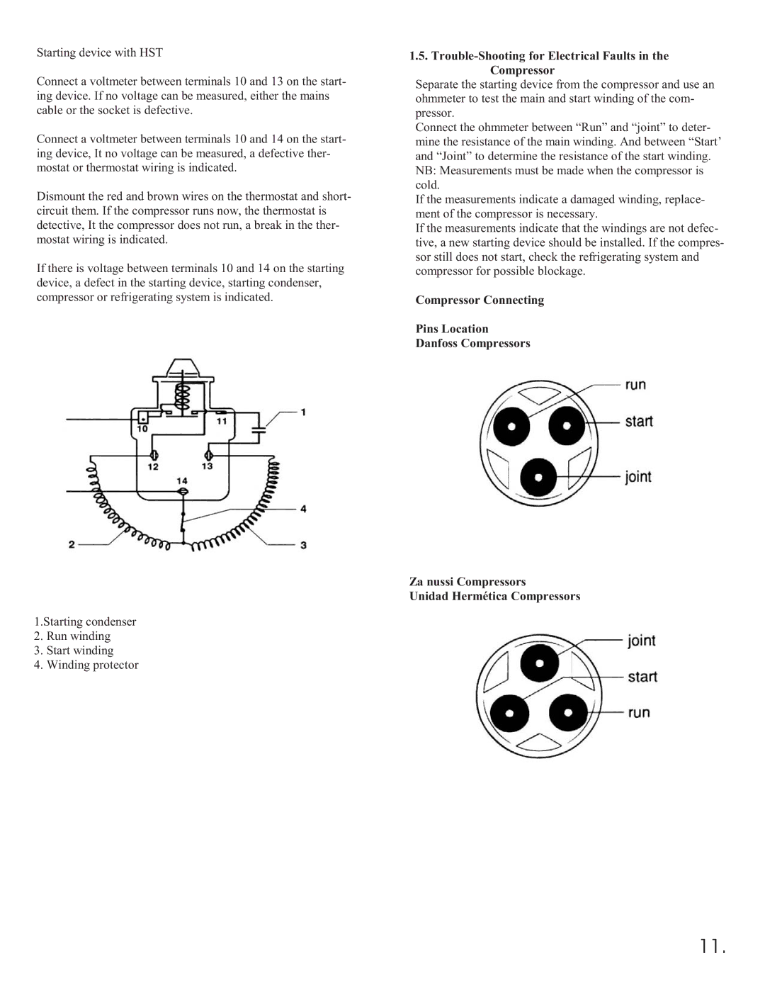 Equator 375 service manual Trouble-Shooting for Electrical Faults in the Compressor 