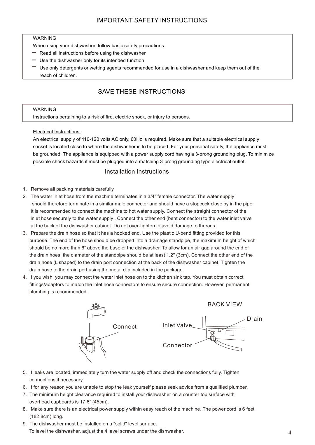 Equator CD400 owner manual Back View 