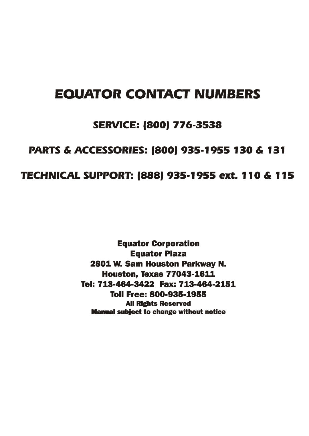Equator CD400 owner manual 