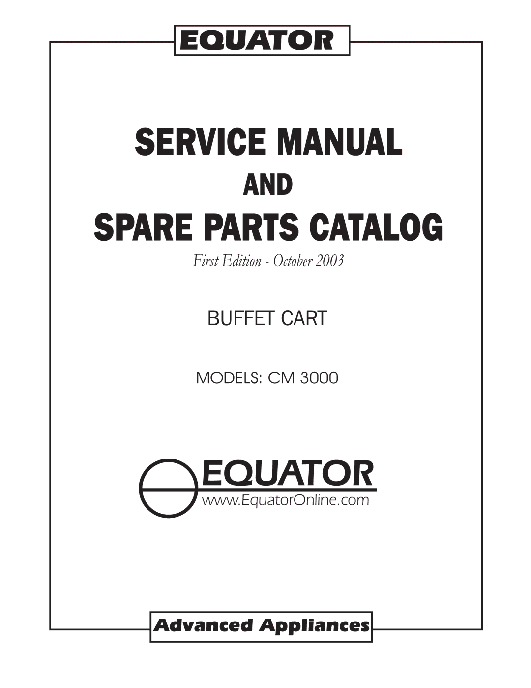 Equator CM 3000 service manual Spare Parts Catalog 