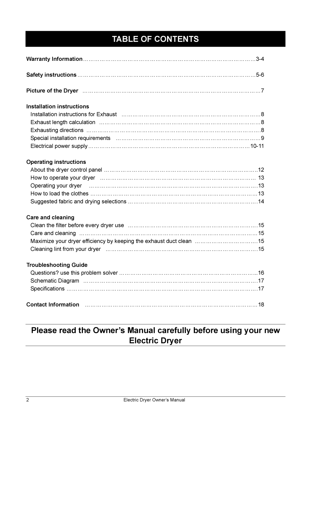 Equator ED622 owner manual Table of Contents 