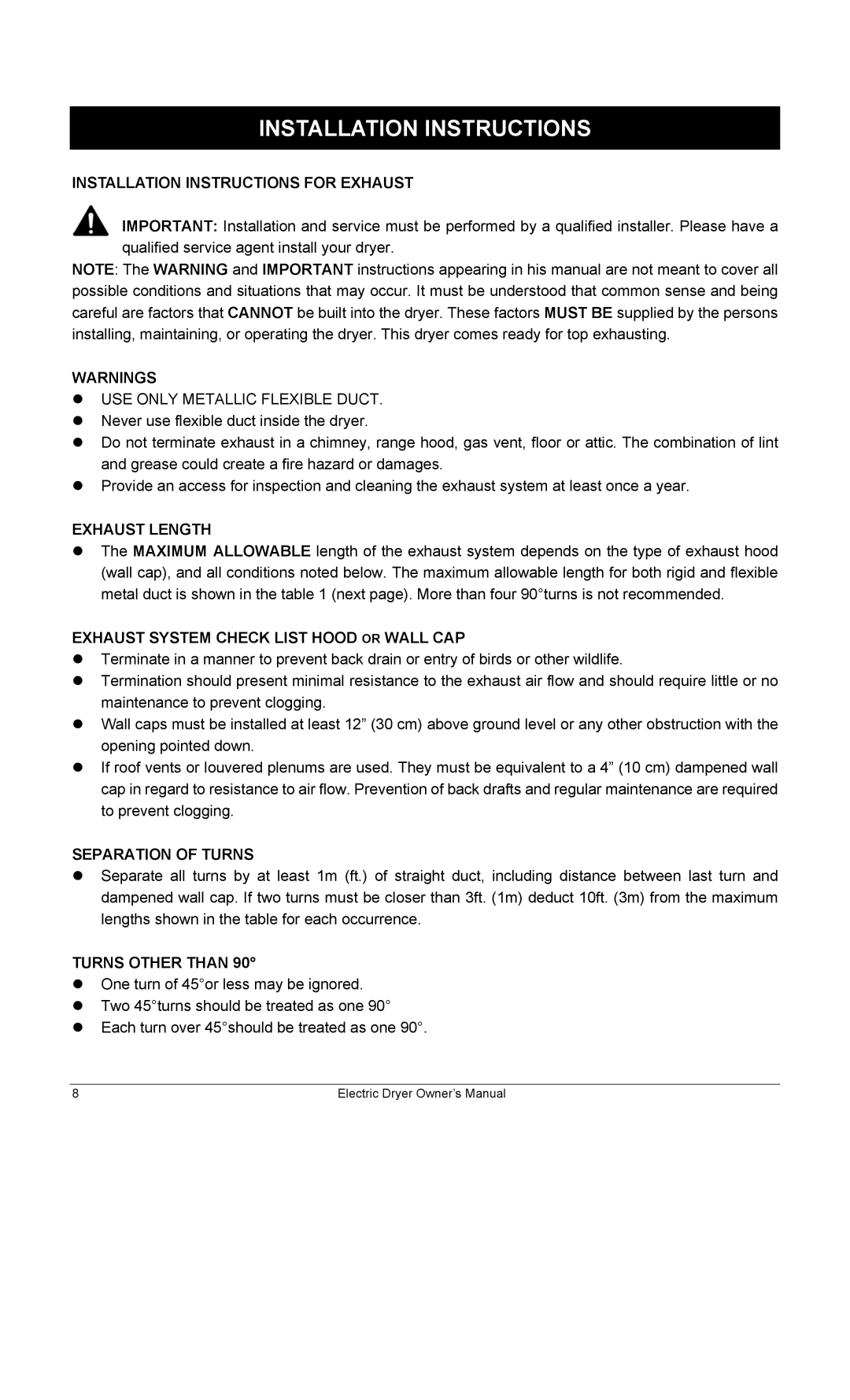 Equator ED622 owner manual Installation Instructions 