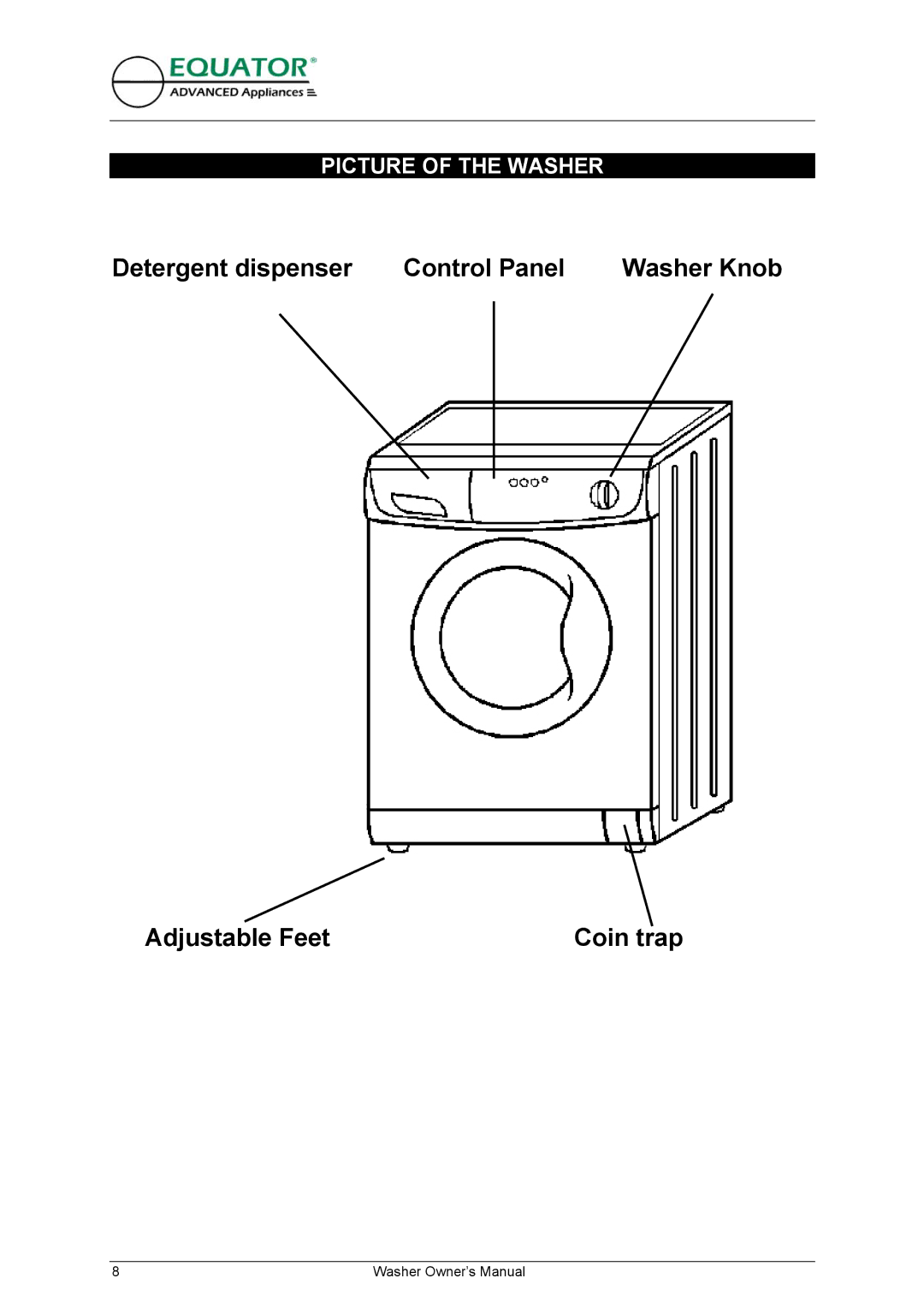 Equator EW 620 owner manual Picture of the Washer 