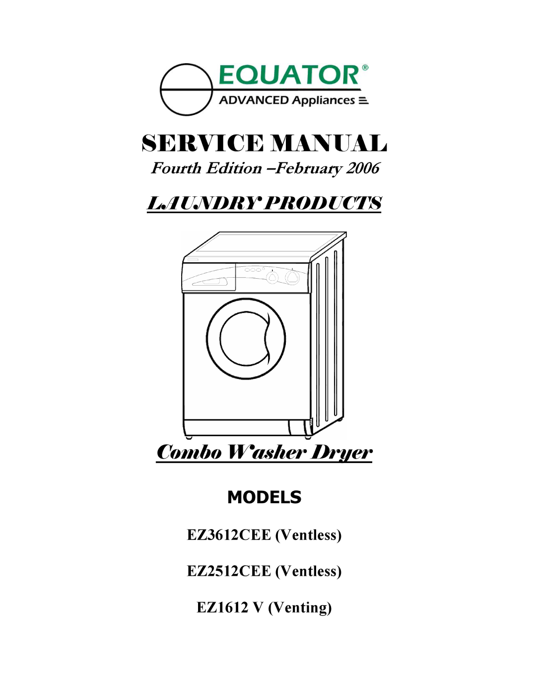 Equator EZ 3612 CEE service manual Combo Washer Dryer 