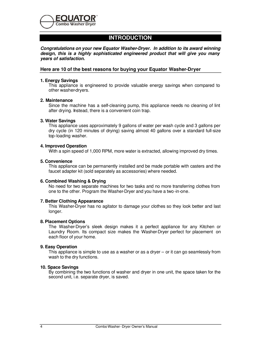 Equator EZ 1710 V, EZ 3710 CEE owner manual Introduction 