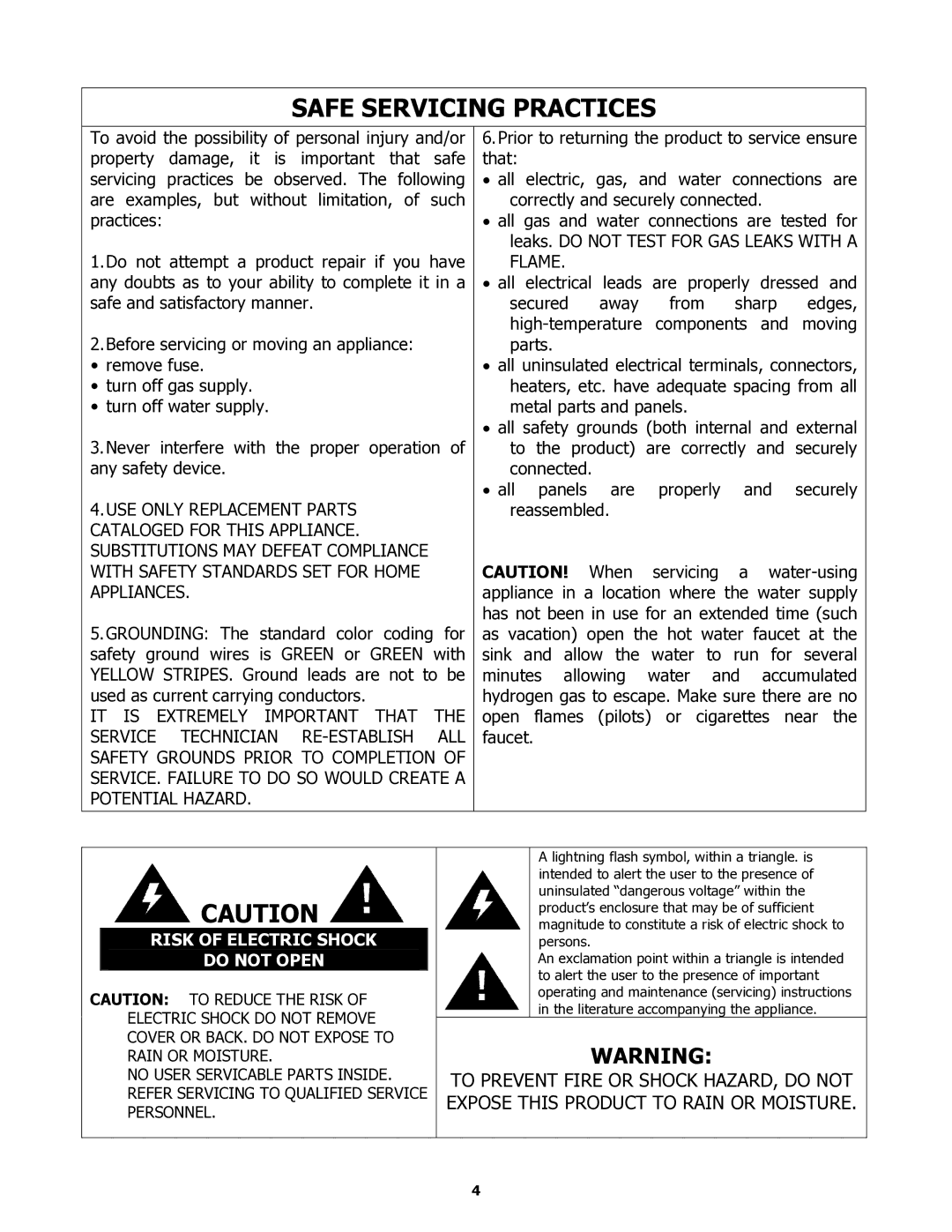 Equator MD3720CEE service manual Safe Servicing Practices 