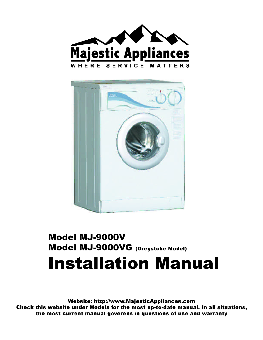 Equator MJ-9000VG installation manual Installation Manual, Model MJ-9000V 