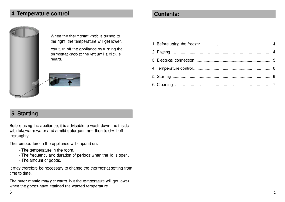 Equator none manual Temperature control, Contents, Starting 