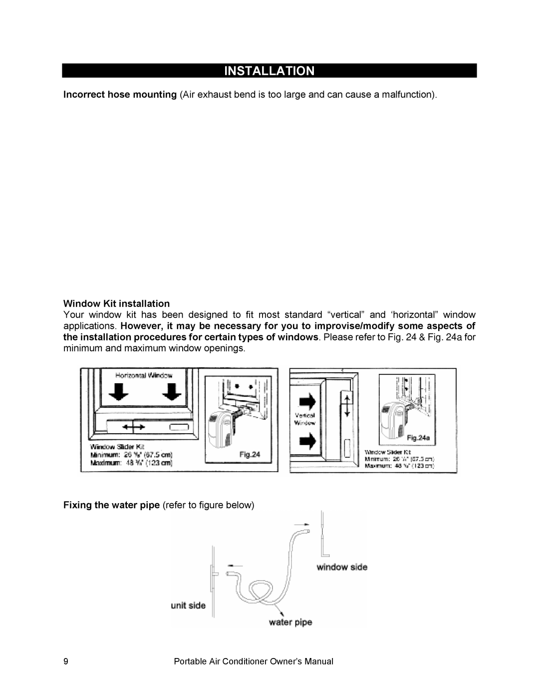 Equator PAC 12, PAC 8, PAC 10 owner manual Window Kit installation 