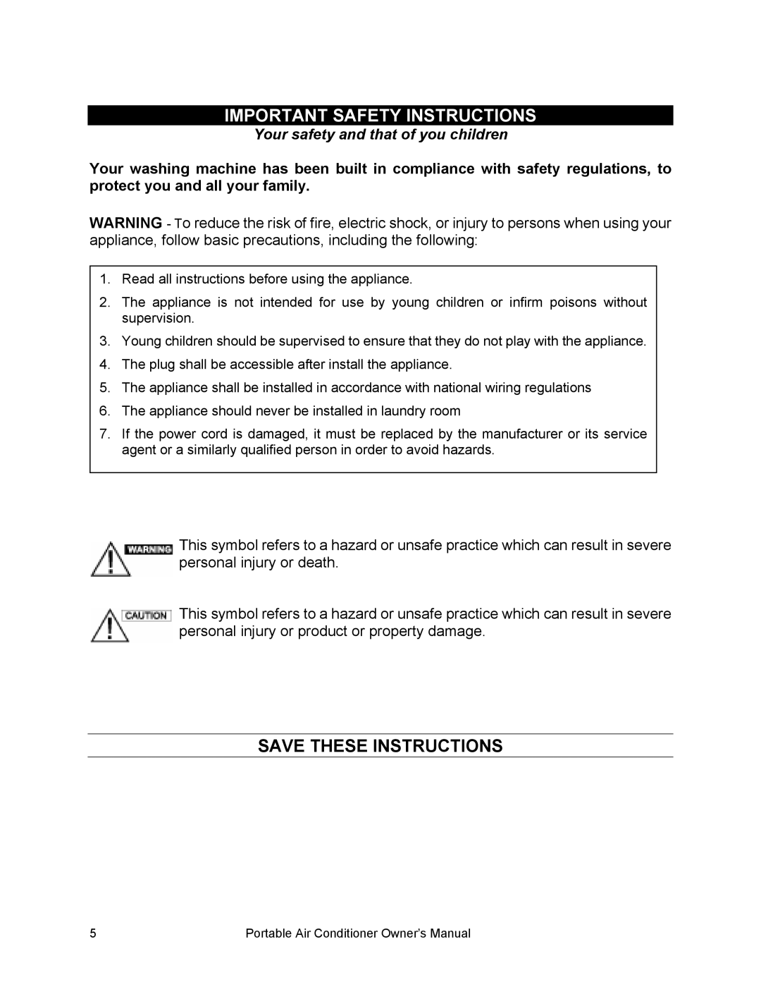 Equator PAC 8, PAC 12, PAC 10 owner manual Important Safety Instructions, Your safety and that of you children 