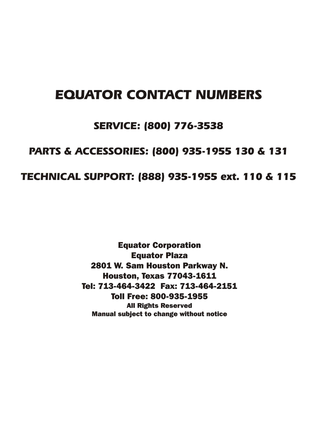 Equator pmn owner manual 