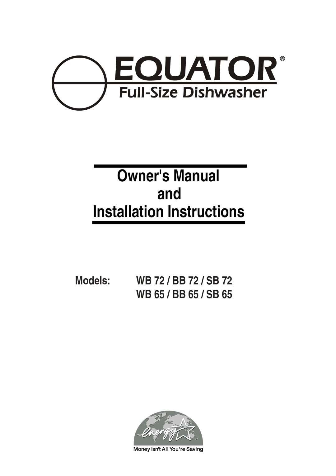 Equator WB 72, WB 65, SB65, BB65 manual Ožˆ˜G@m„›„’ Iš„’’„šŒ@iš˜›†šŒ 