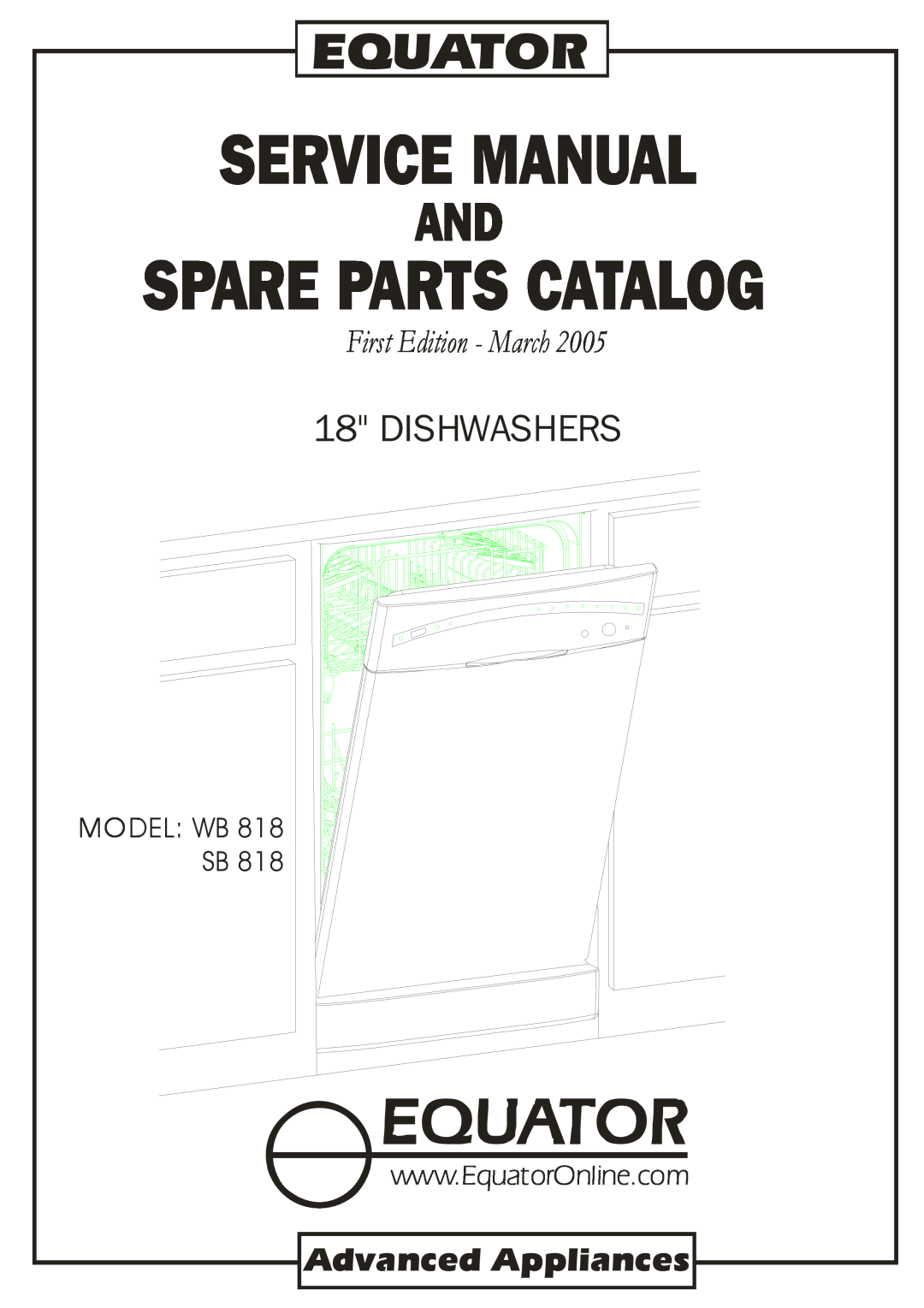 Equator SB 818, WB 818 service manual Service Manual, Spare Parts Catalog, Equator, Dishwashers, First Edition - March 