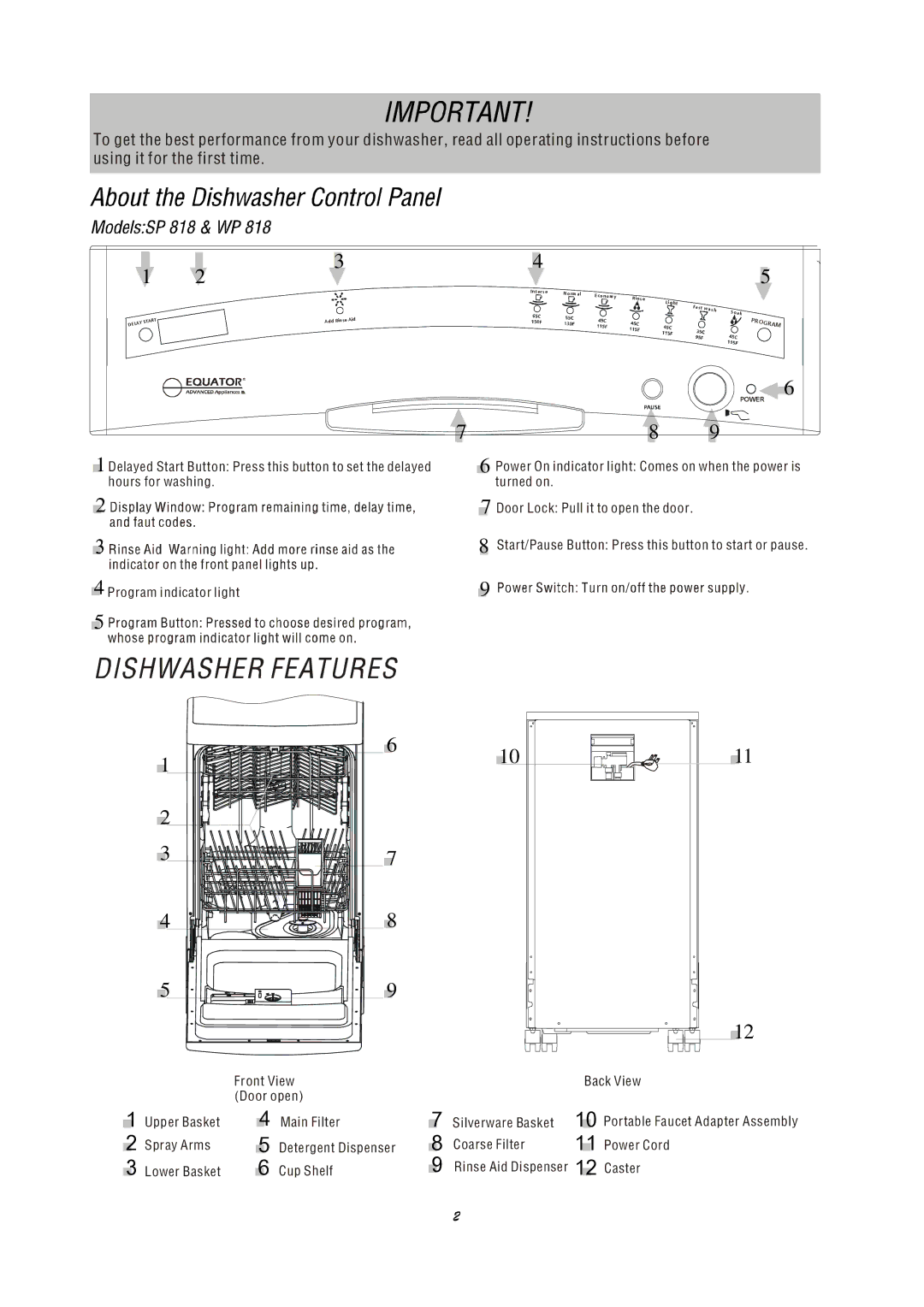 Equator WP 818, SP 818 manual Caster 