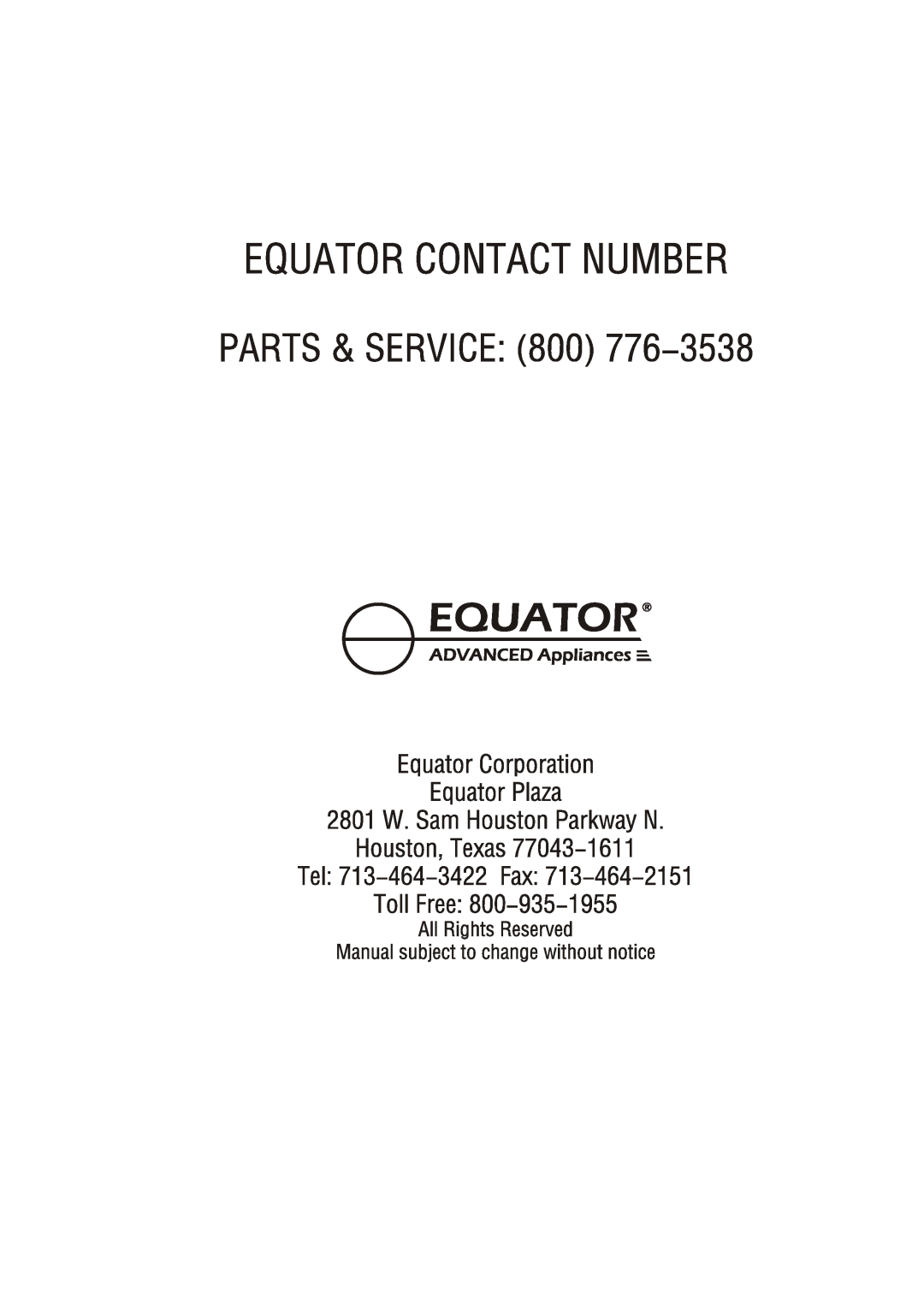 Equator SP 818, WP 818 manual 