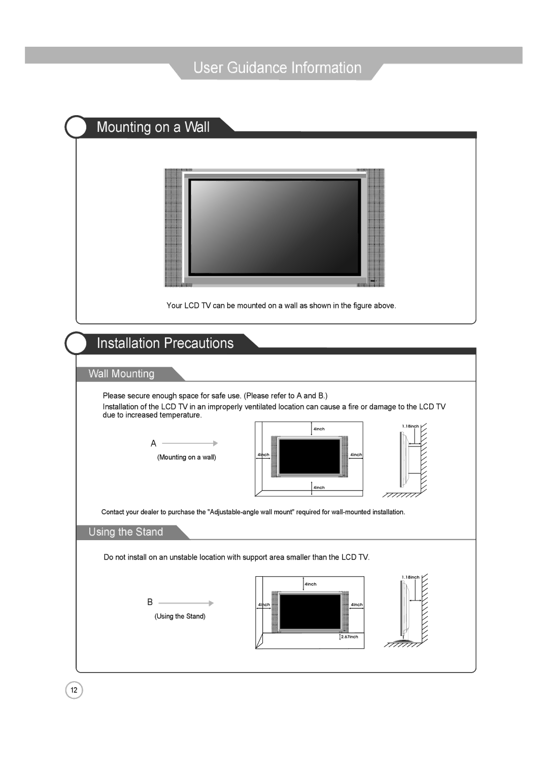 ERAE Electronics Industry none manual Mounting on a Wall, Installation Precautions 