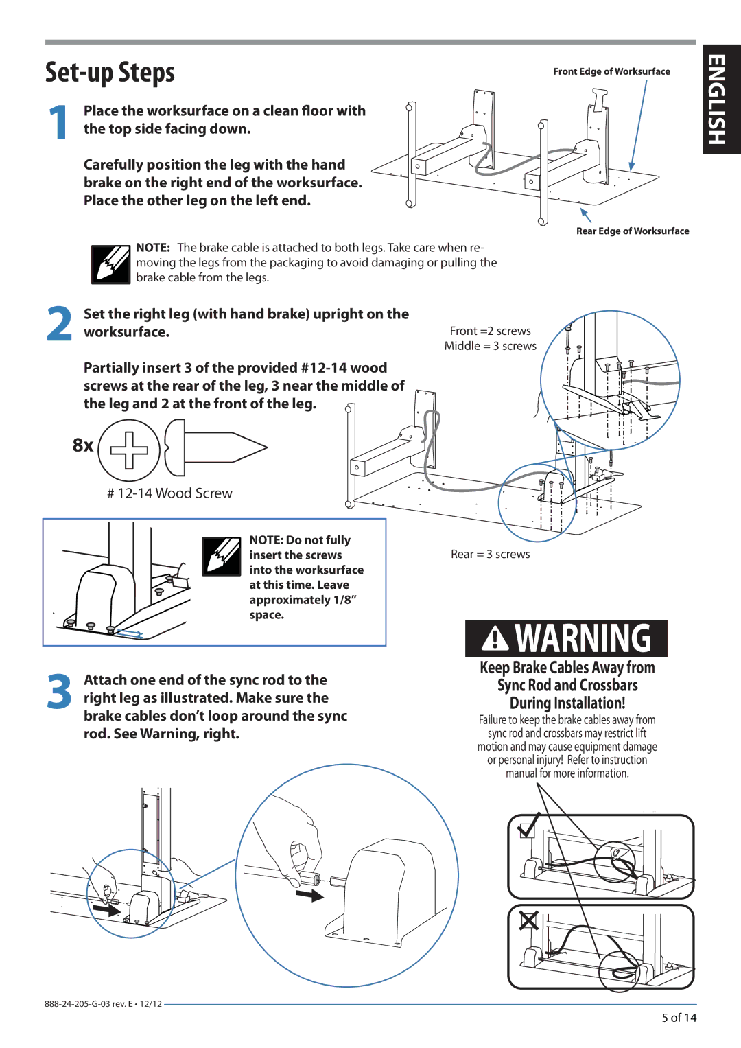 Ergotron 24271926 manual Set-up Steps 