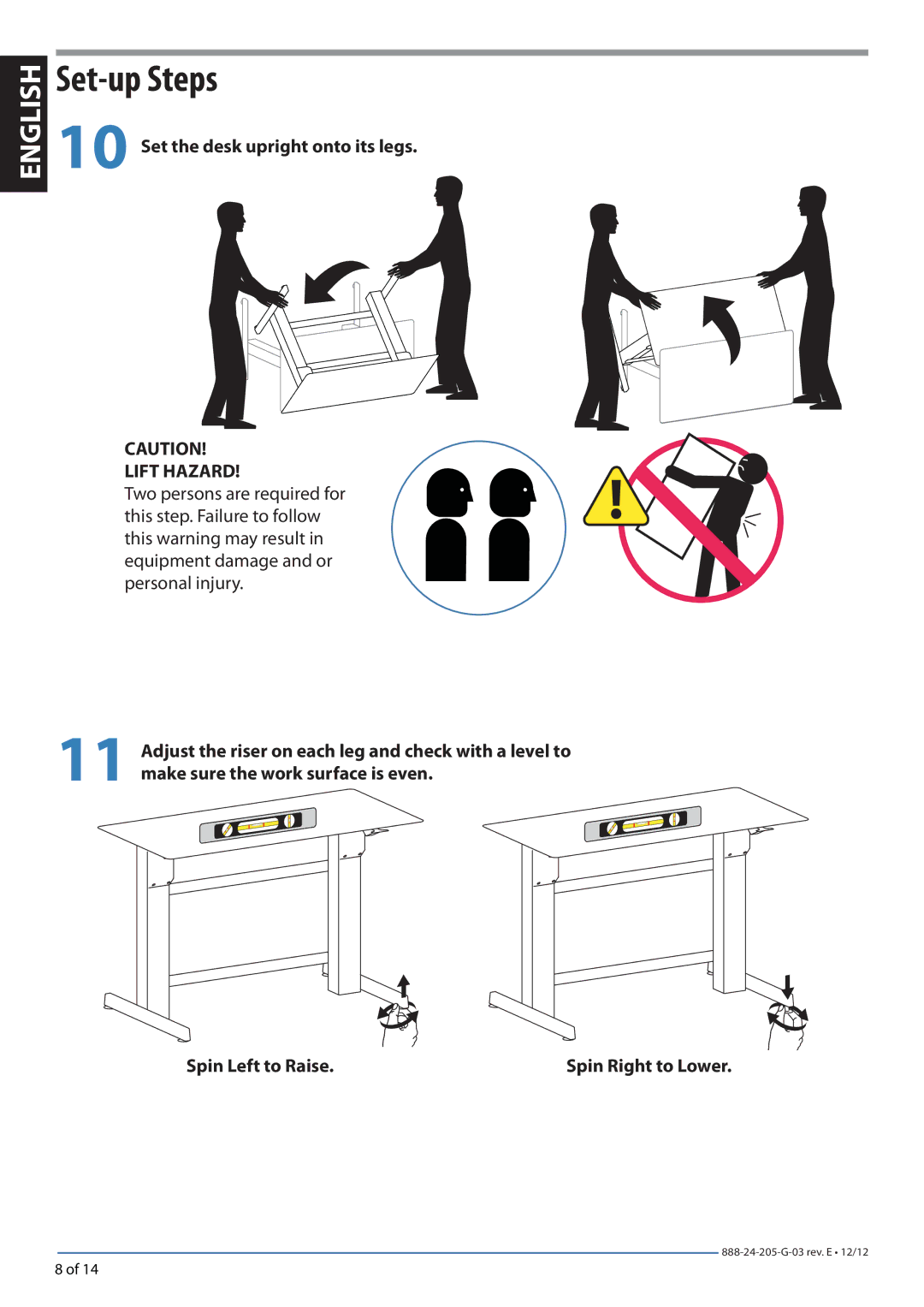 Ergotron 24271926 manual Lift Hazard 