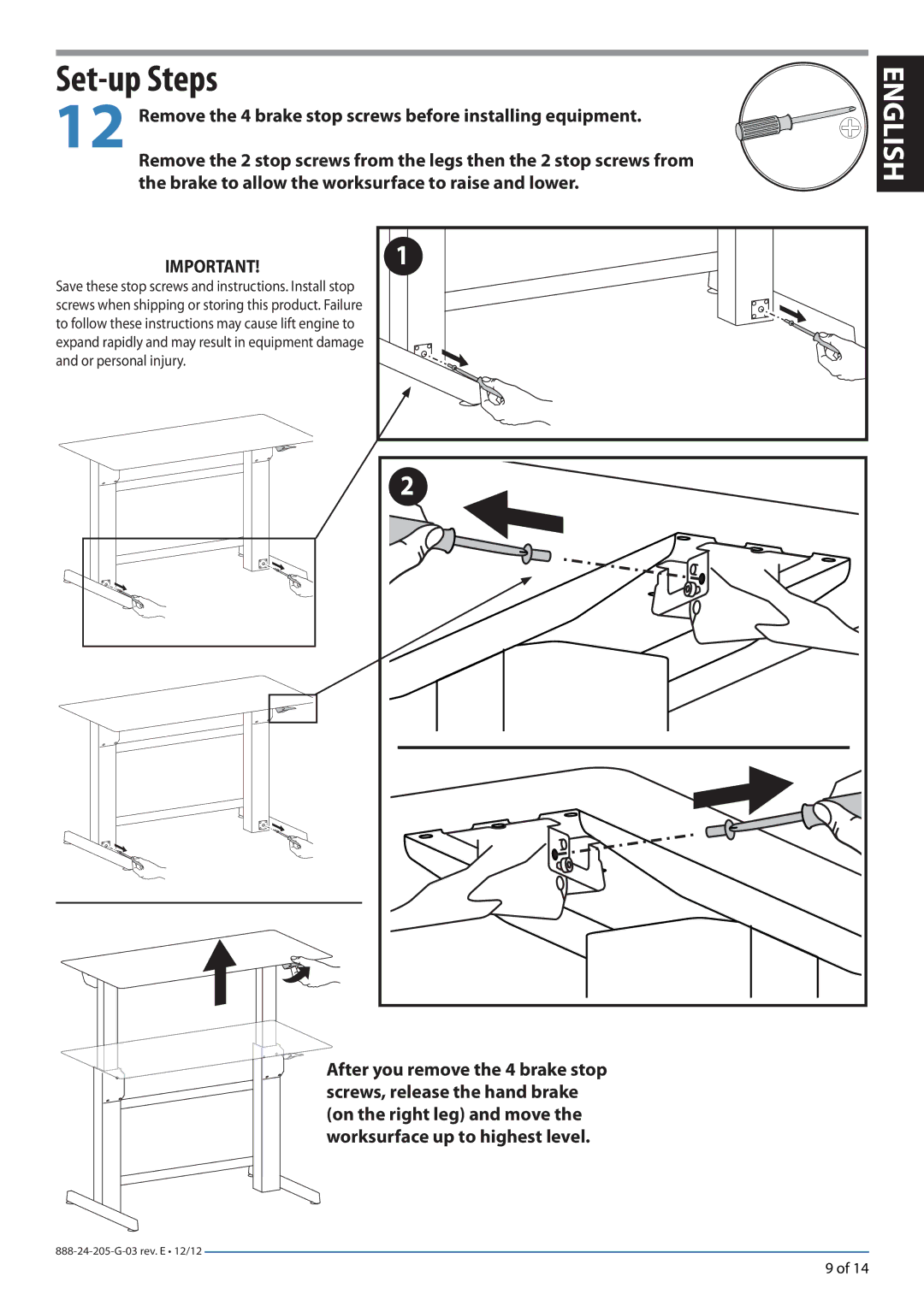 Ergotron 24271926 manual Set-up Steps 