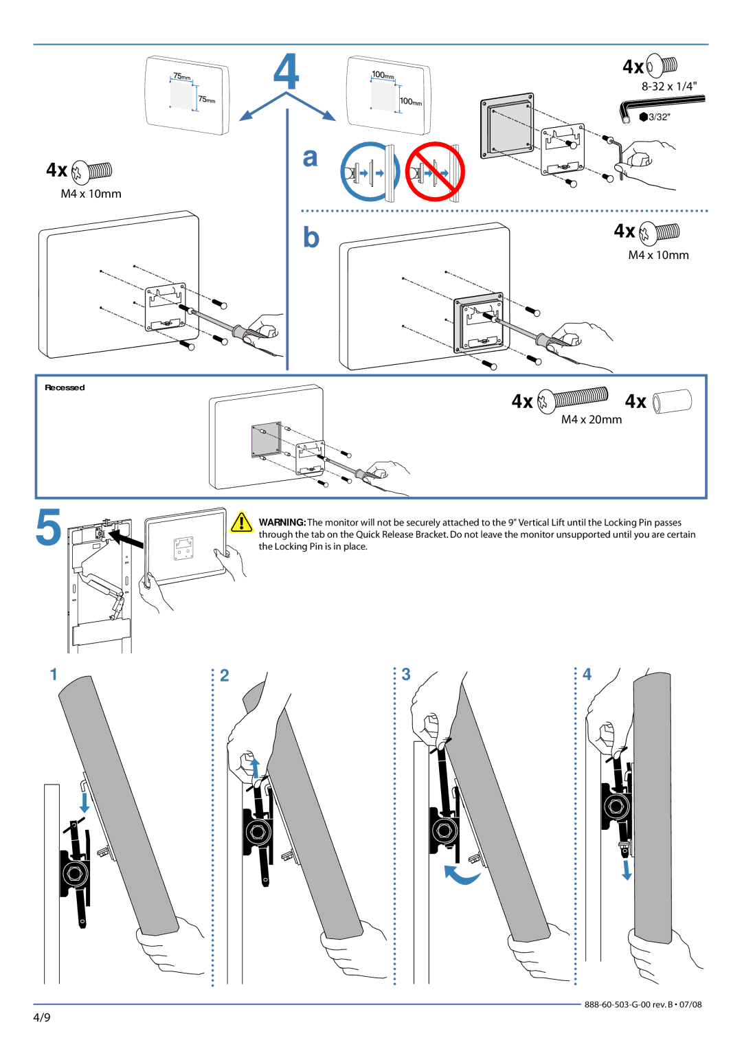 Ergotron 888-122 manual M4 x 20mm 