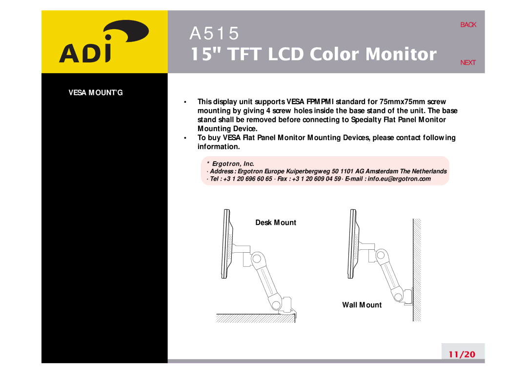 Ergotron A515 manual 11/20 