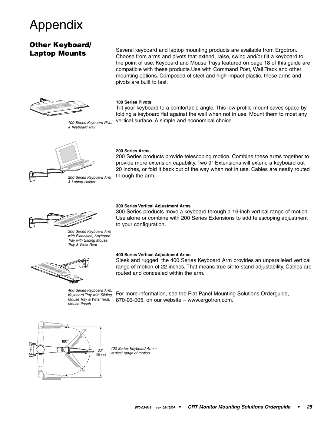 Ergotron CRT Monitor manual Other Keyboard Laptop Mounts 