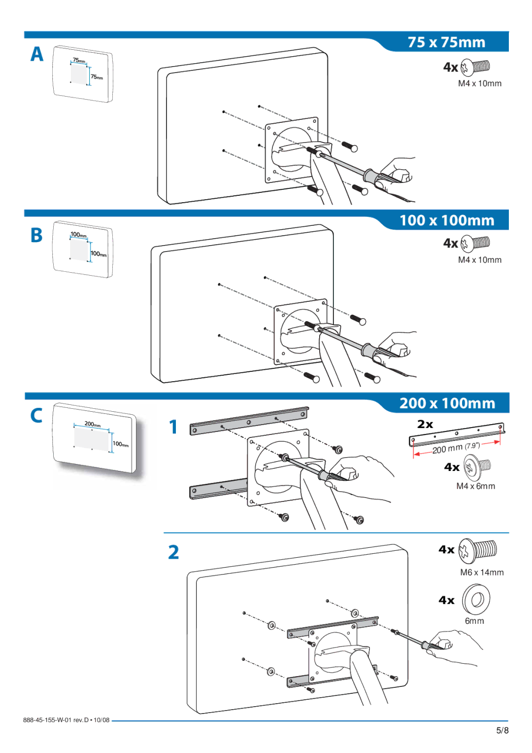 Ergotron Desk Mount LCD Arm manual M4 x 10mm, 200 M4 x 6mm 