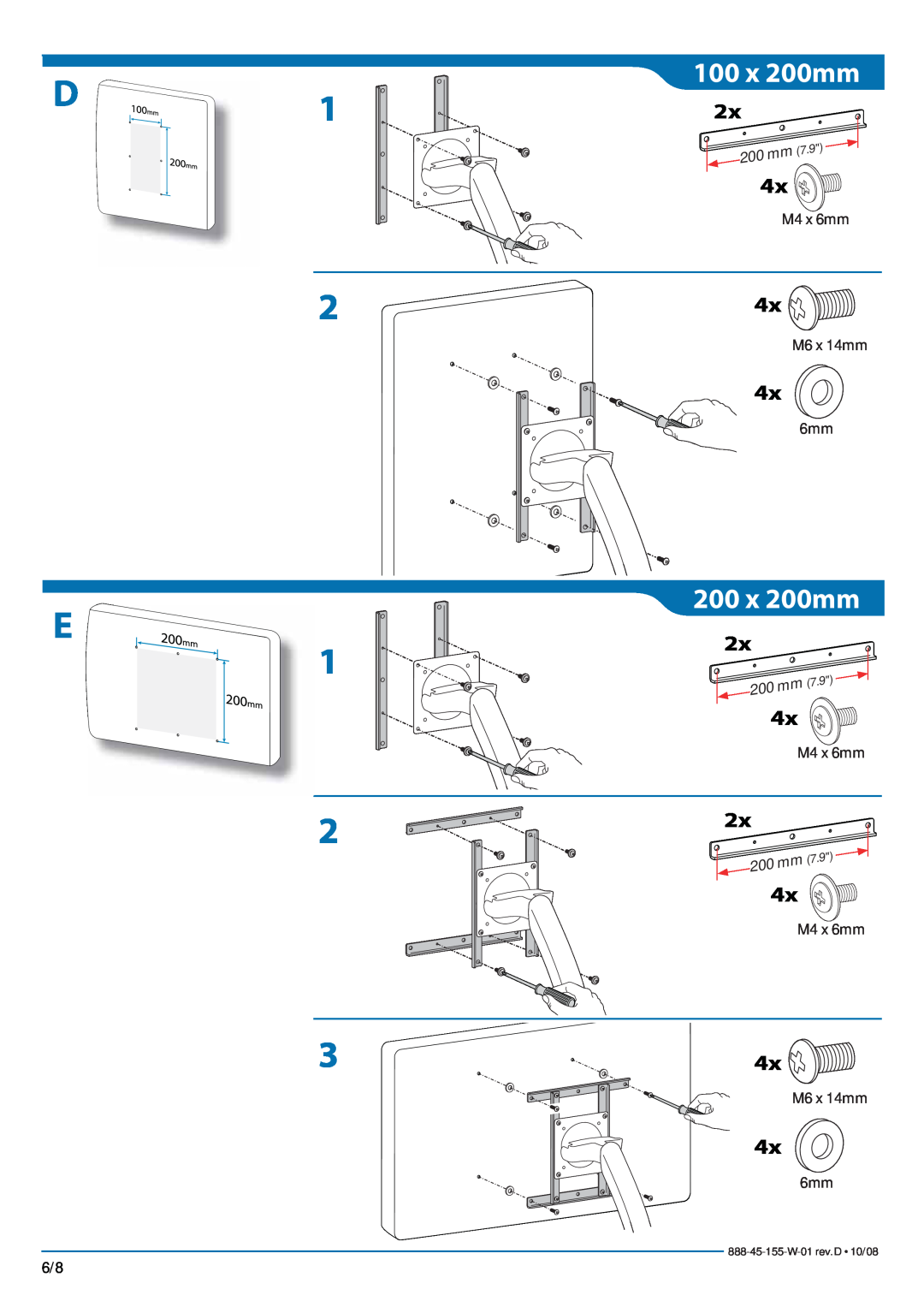 Ergotron Desk Mount LCD Arm manual 2 E, 100 x 200mm, 200 x 200mm 