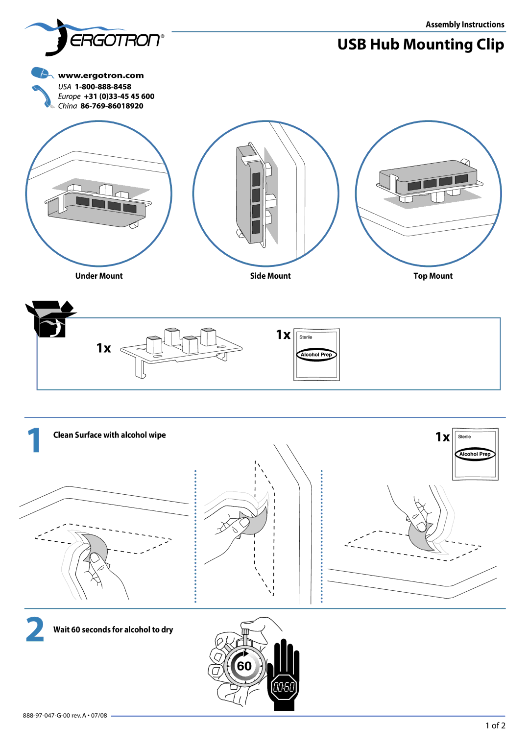 Ergotron USB Hub Mounting Clip manual 