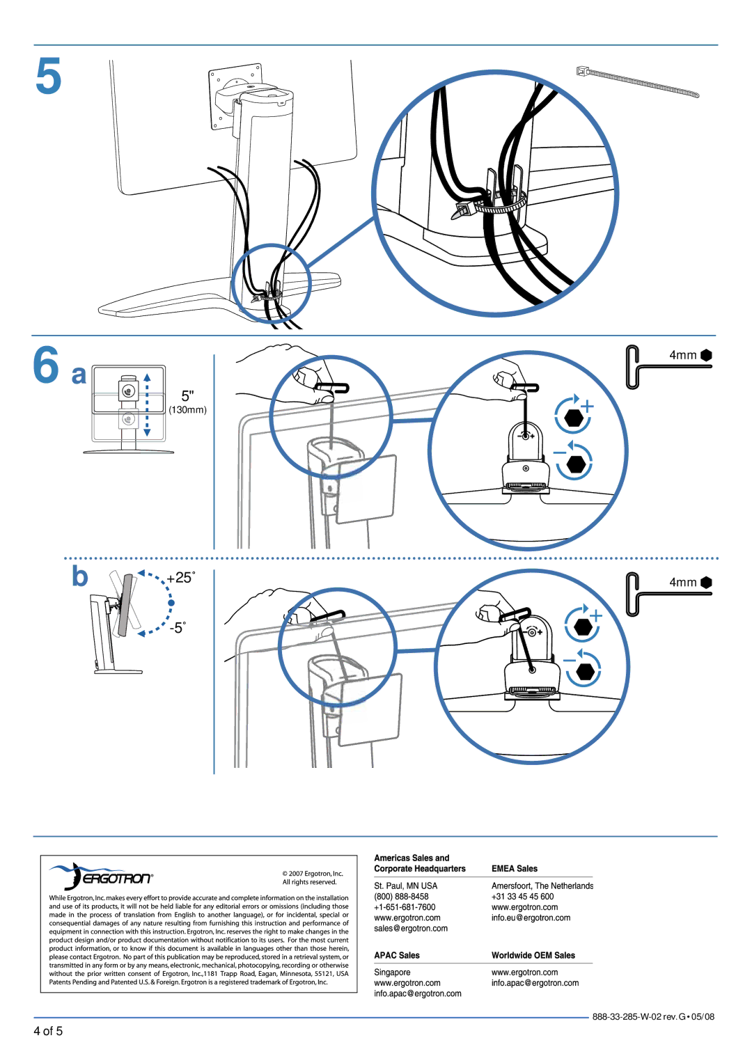 Ergotron Widescreen Stand manual +25˚ 