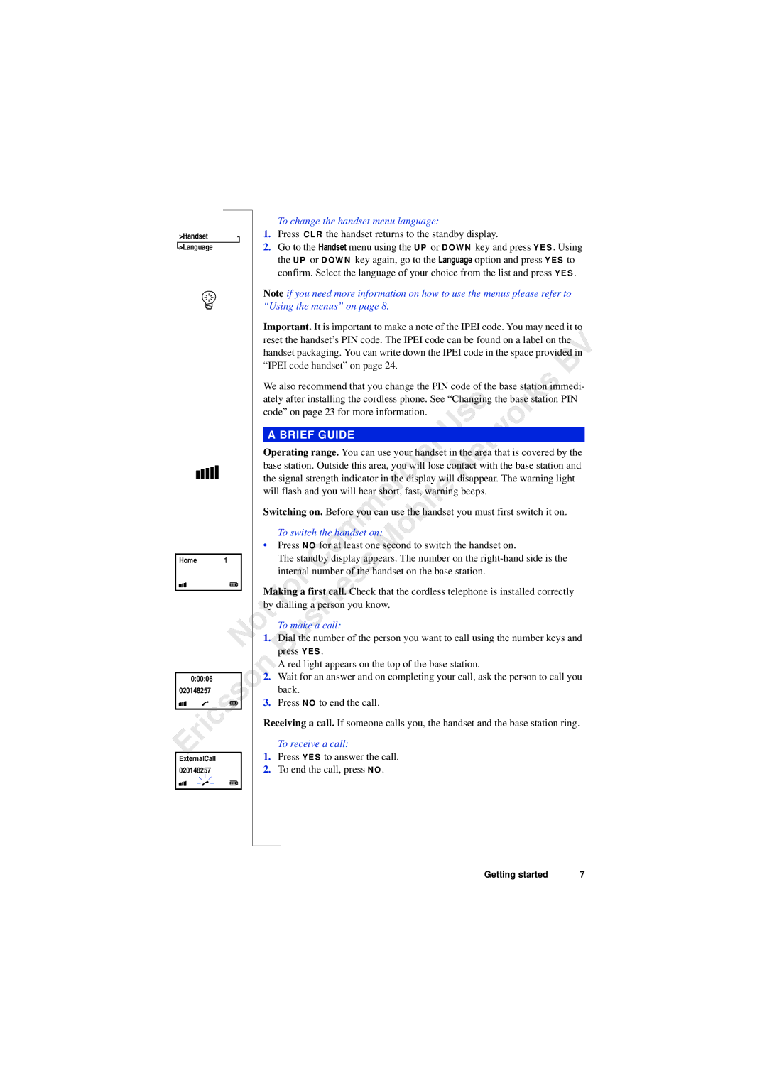 Ericsson 230i manual Brief Guide 