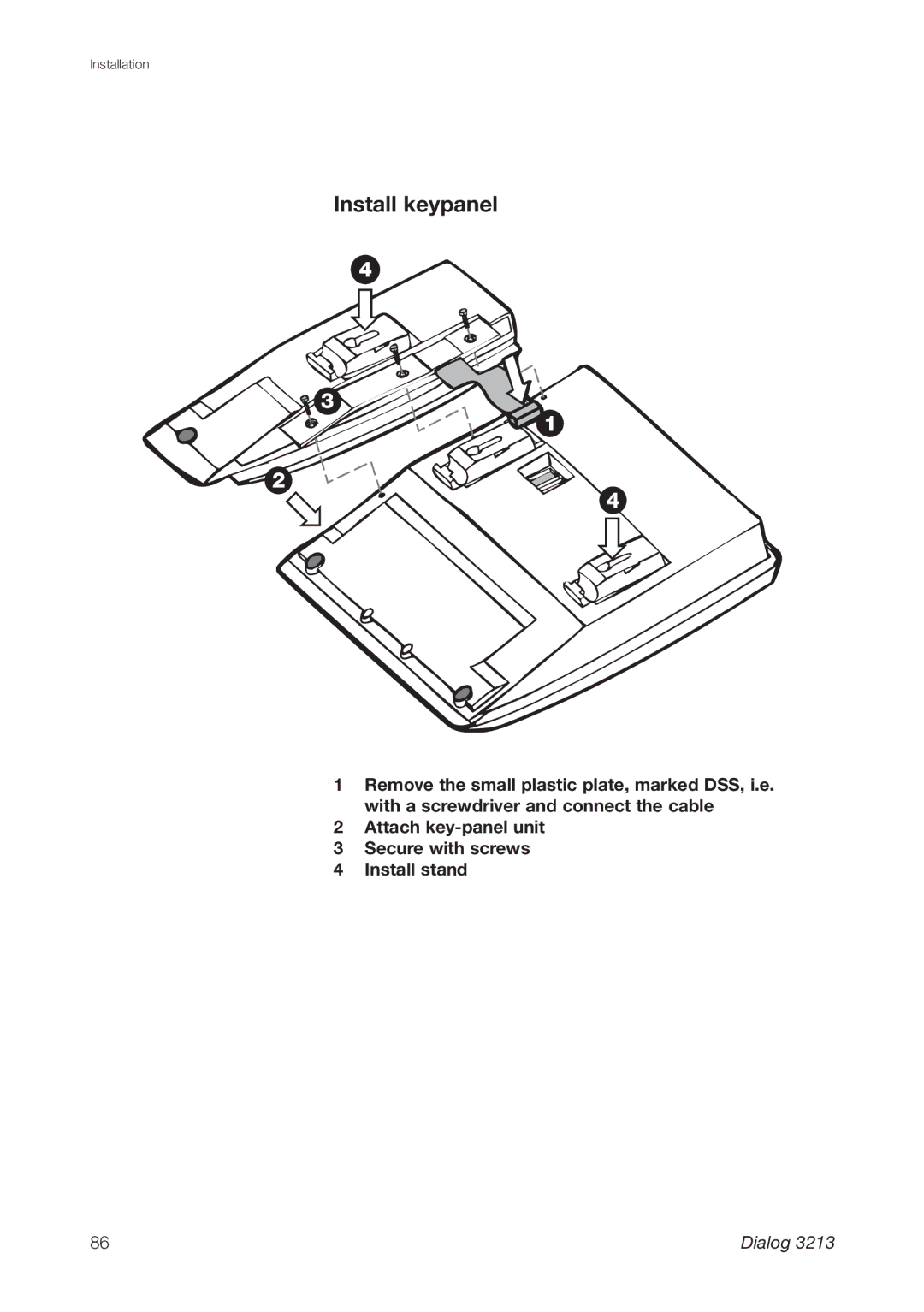 Ericsson 3213 manual Install keypanel 