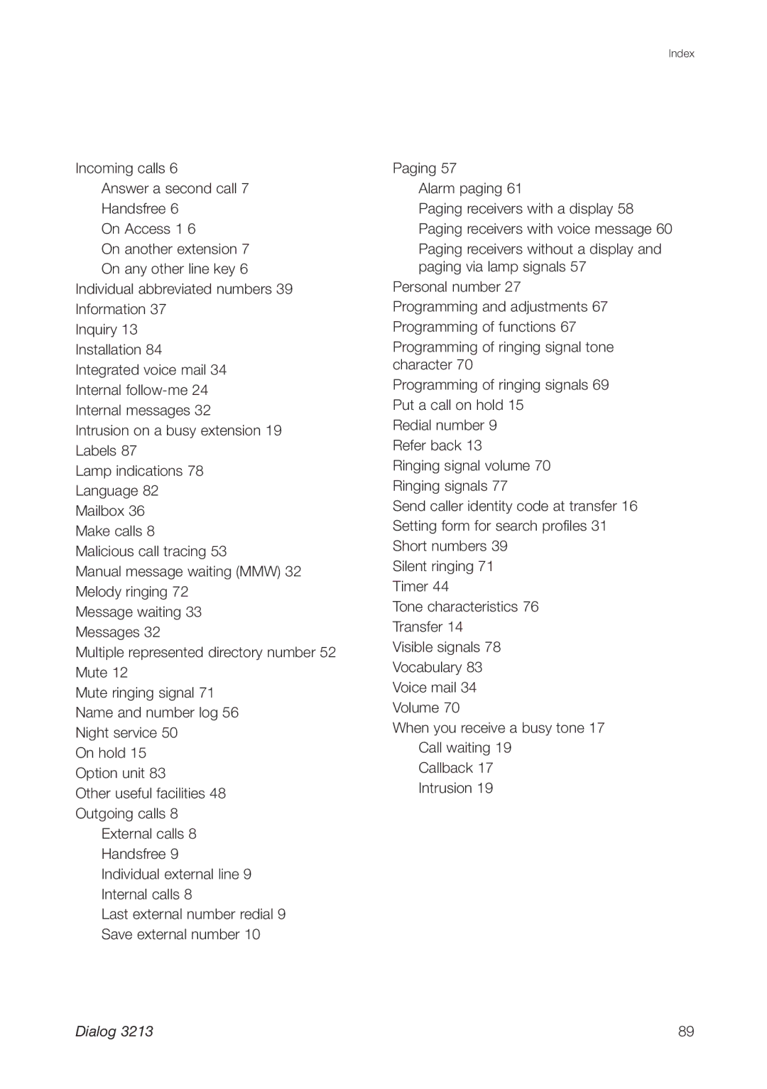 Ericsson 3213 manual Dialog 