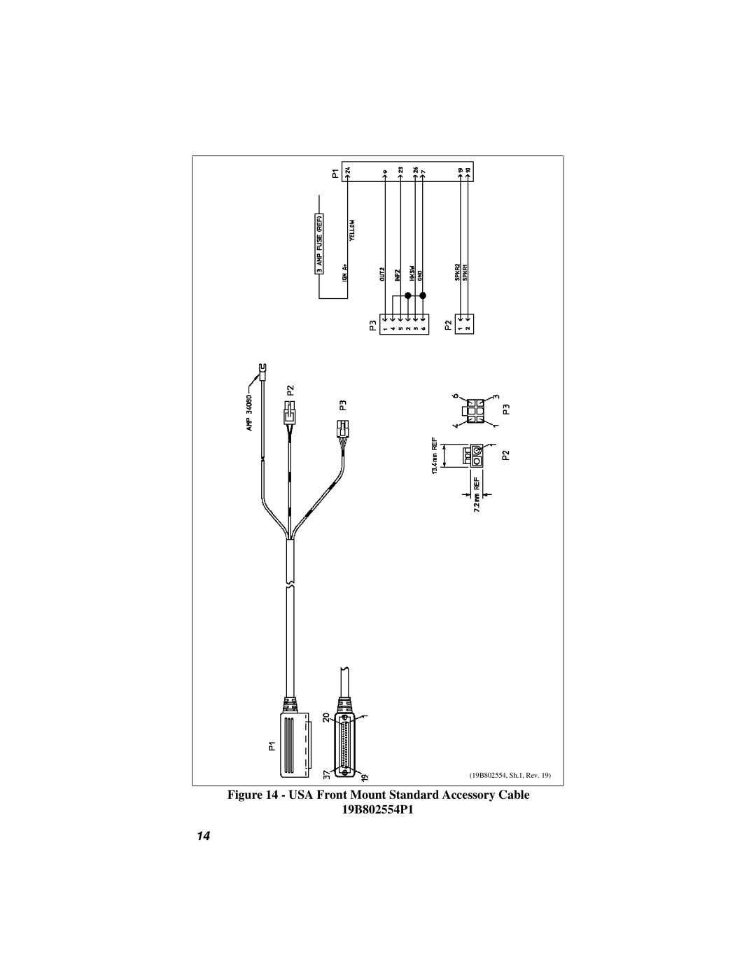 Ericsson 38901E installation manual USA Front Mount Standard Accessory Cable 19B802554P1 