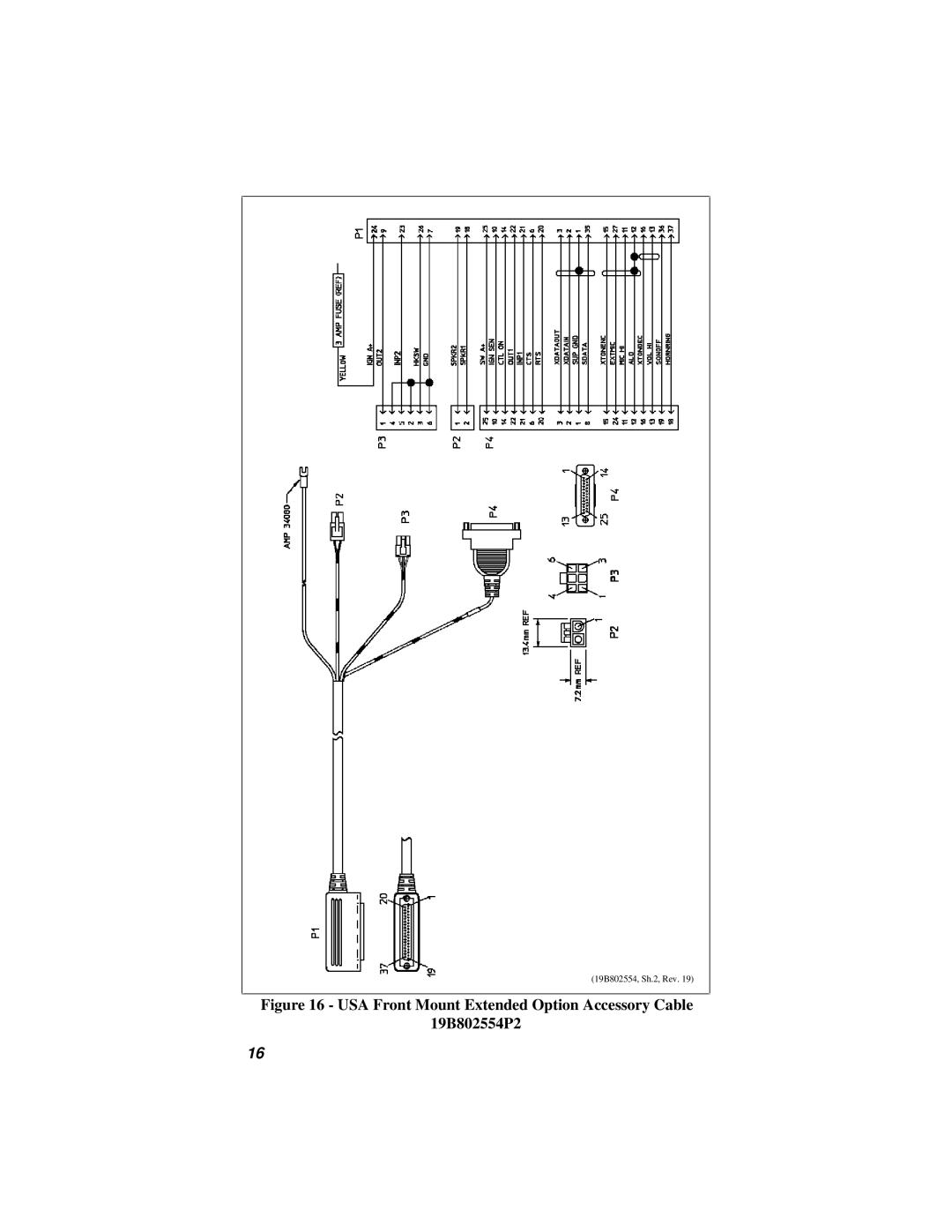 Ericsson 38901E installation manual USA Front Mount Extended Option Accessory Cable 19B802554P2 