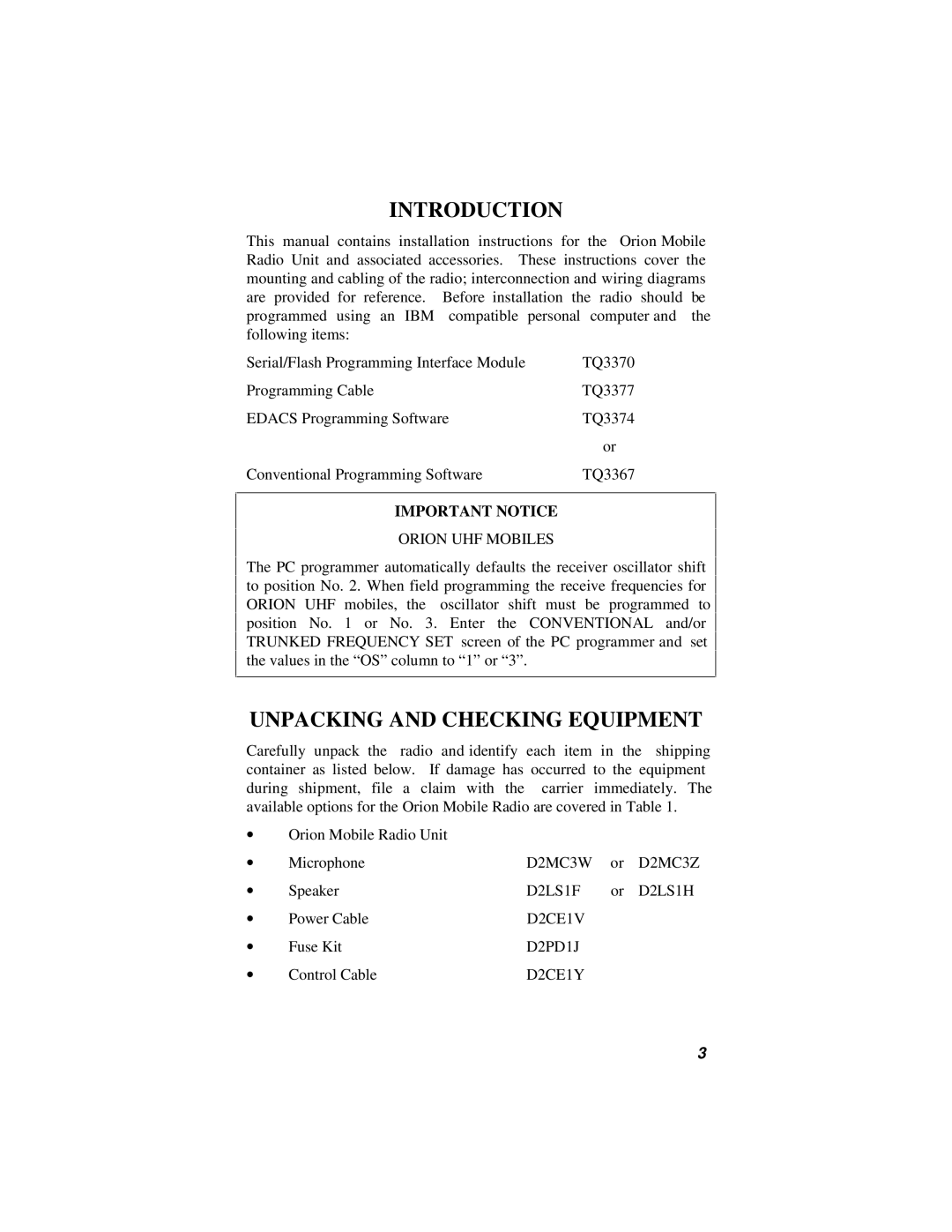 Ericsson 38901E installation manual Introduction, Unpacking and Checking Equipment 