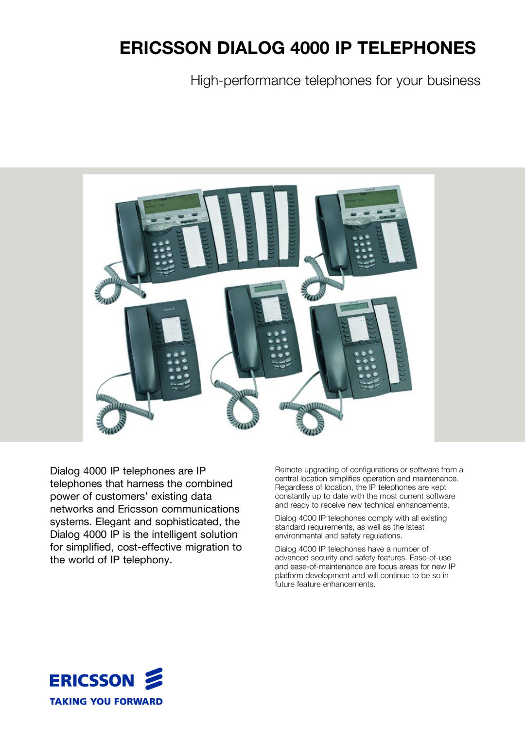 Ericsson manual Ericsson Dialog 4000 IP Telephones 