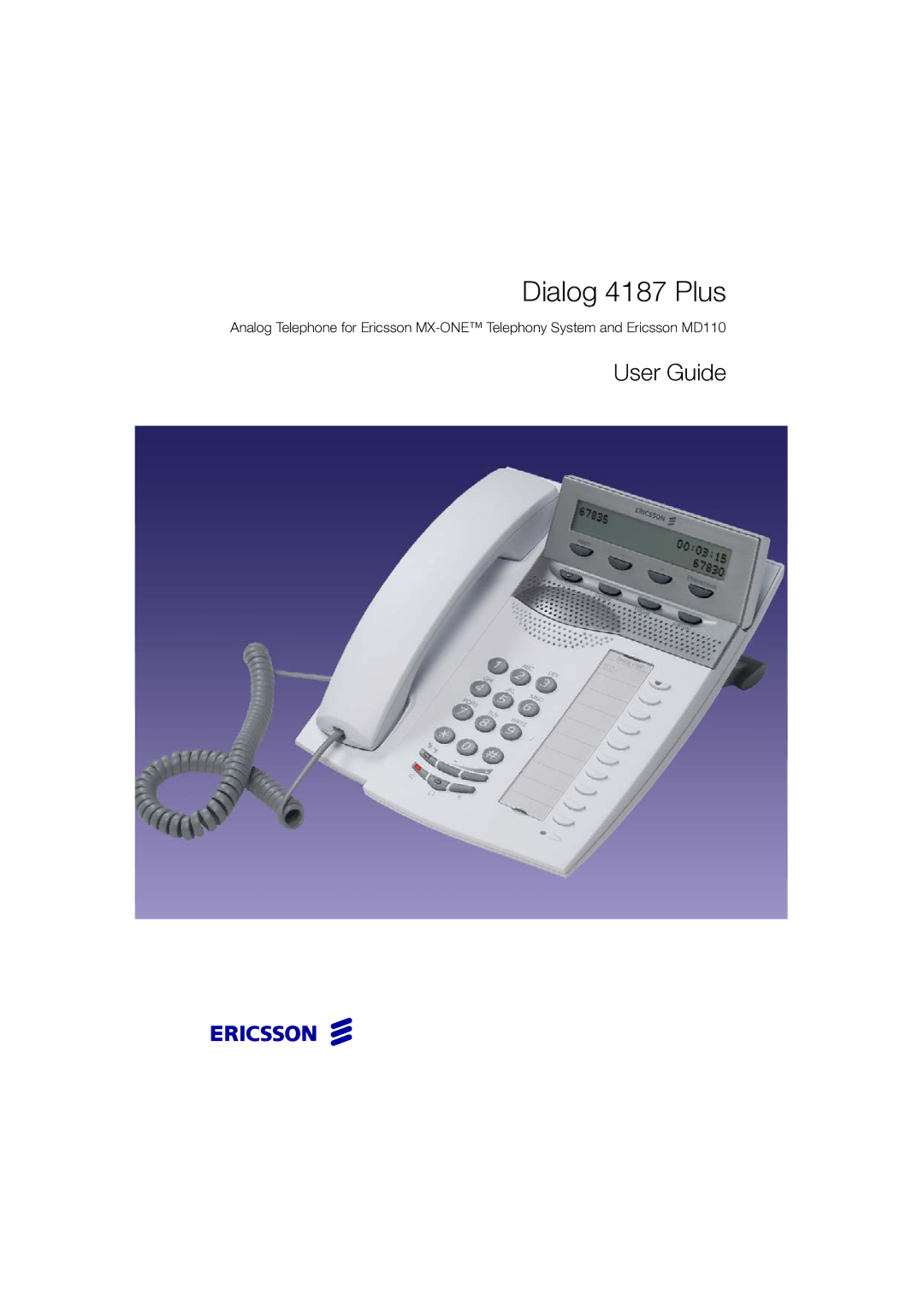 Ericsson manual Dialog 4187 Plus, User Guide, Cover Page Graphic 