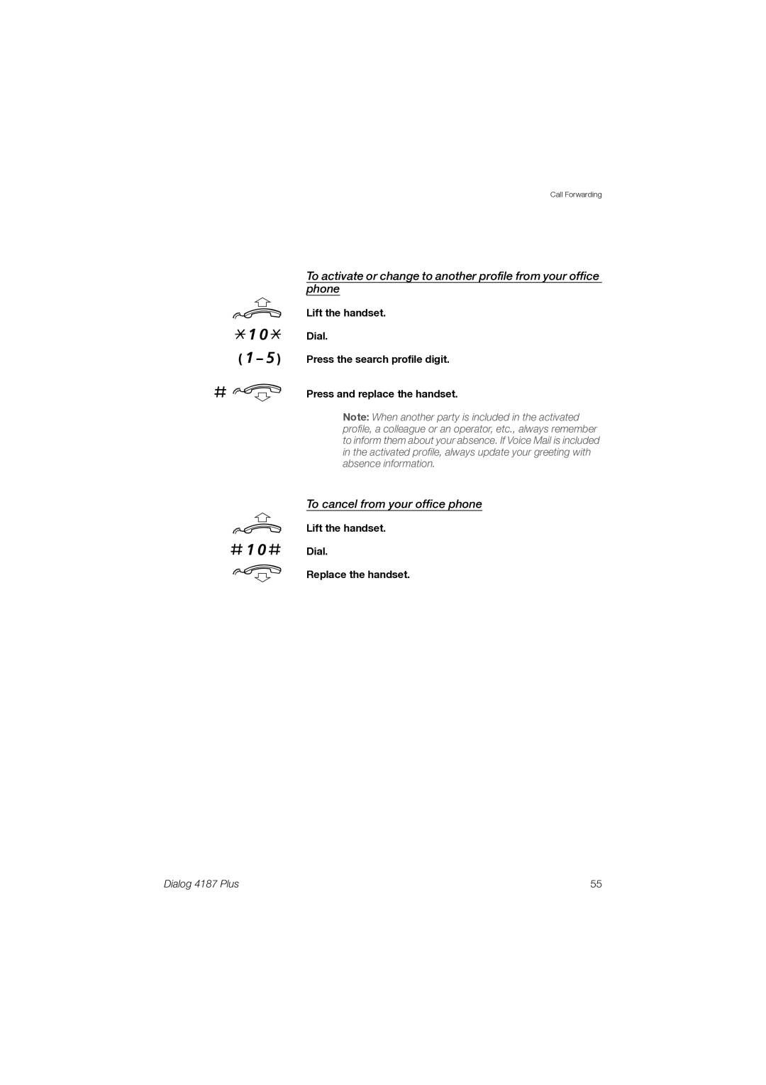 Ericsson 4187 Plus manual #10# d, To cancel from your office phone 