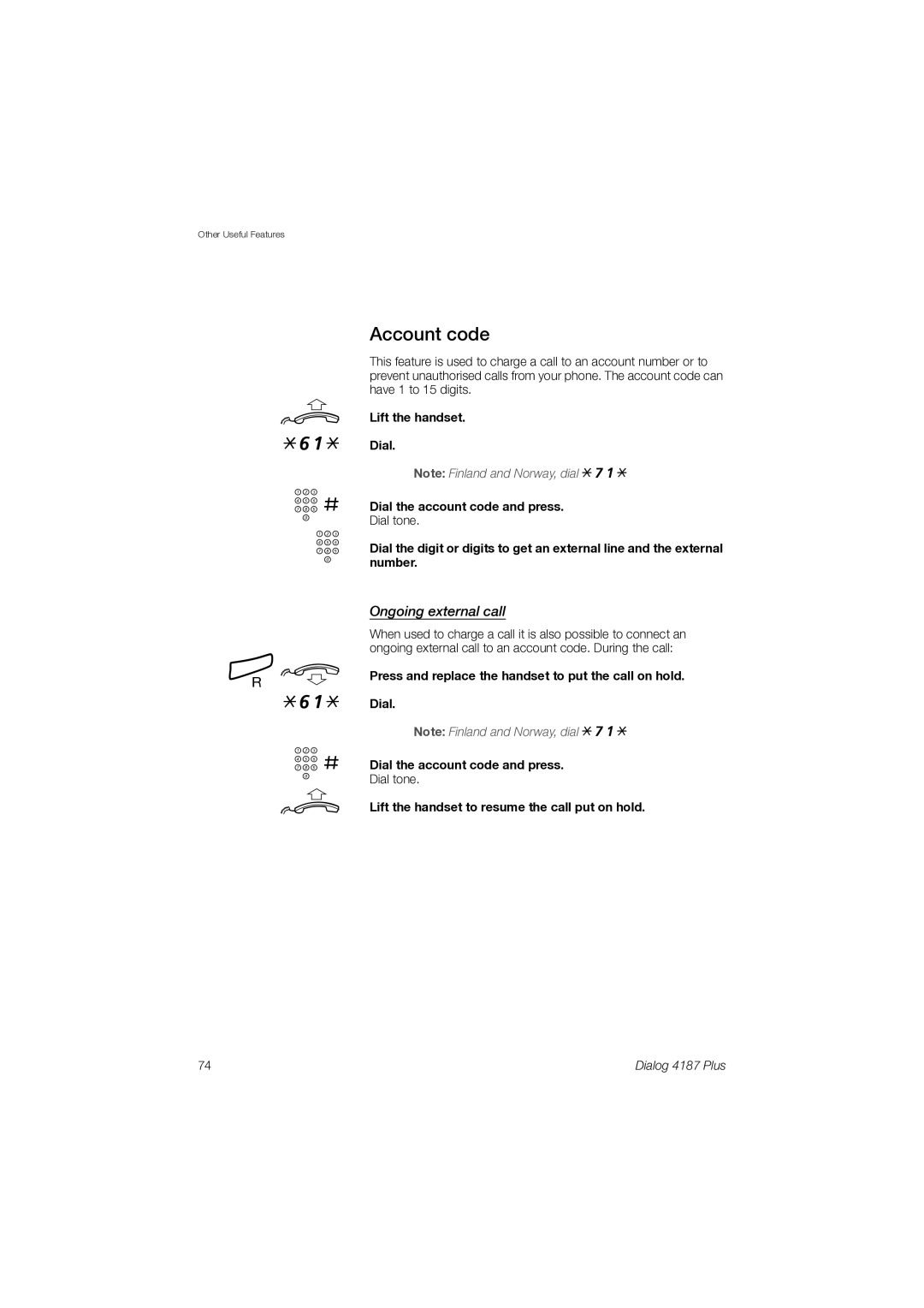 Ericsson 4187 Plus manual Zz#, # u, Account code, Ongoing external call 