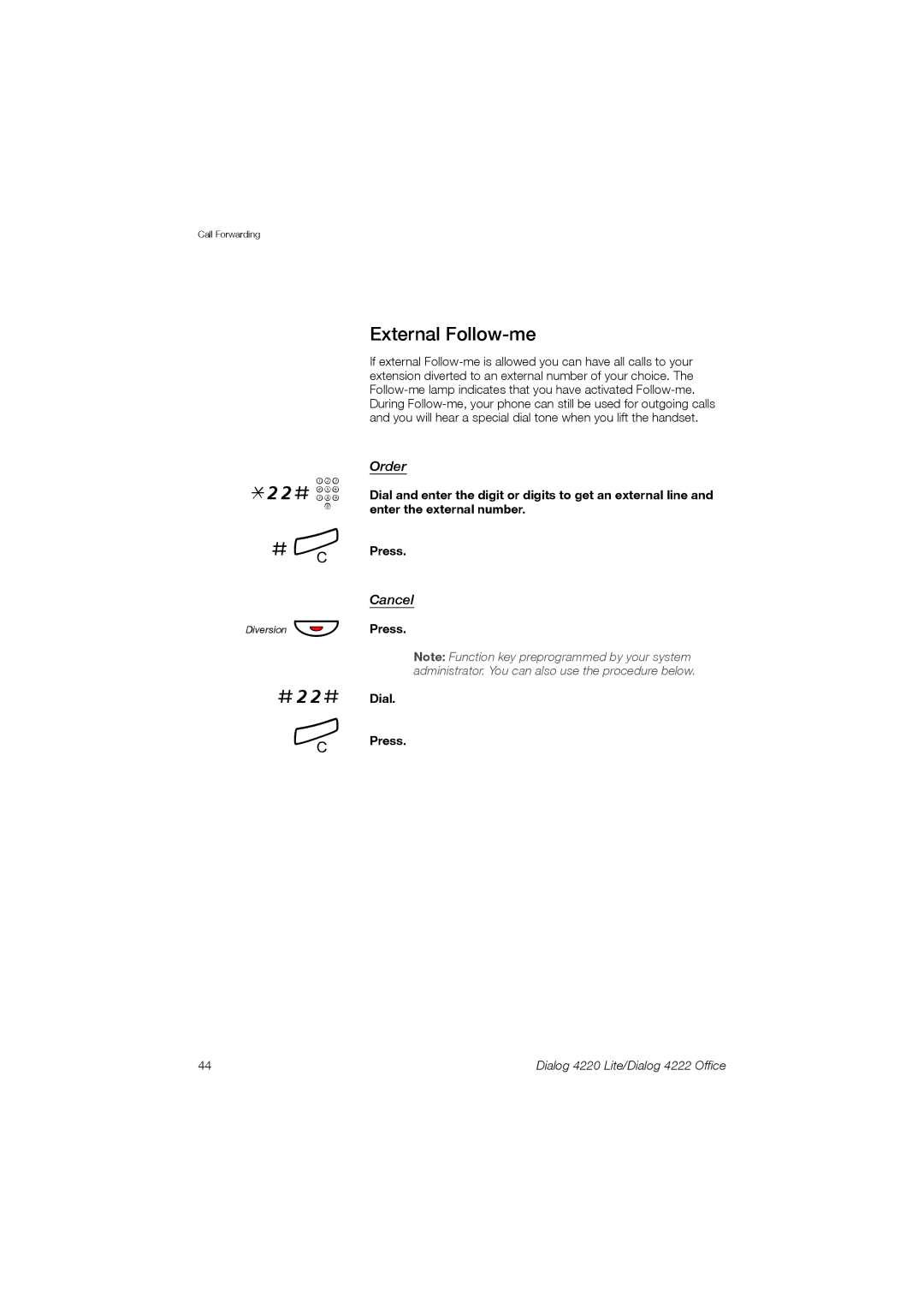 Ericsson 4220 manual 22# z # í, #22#, External Follow-me, Order, Cancel 