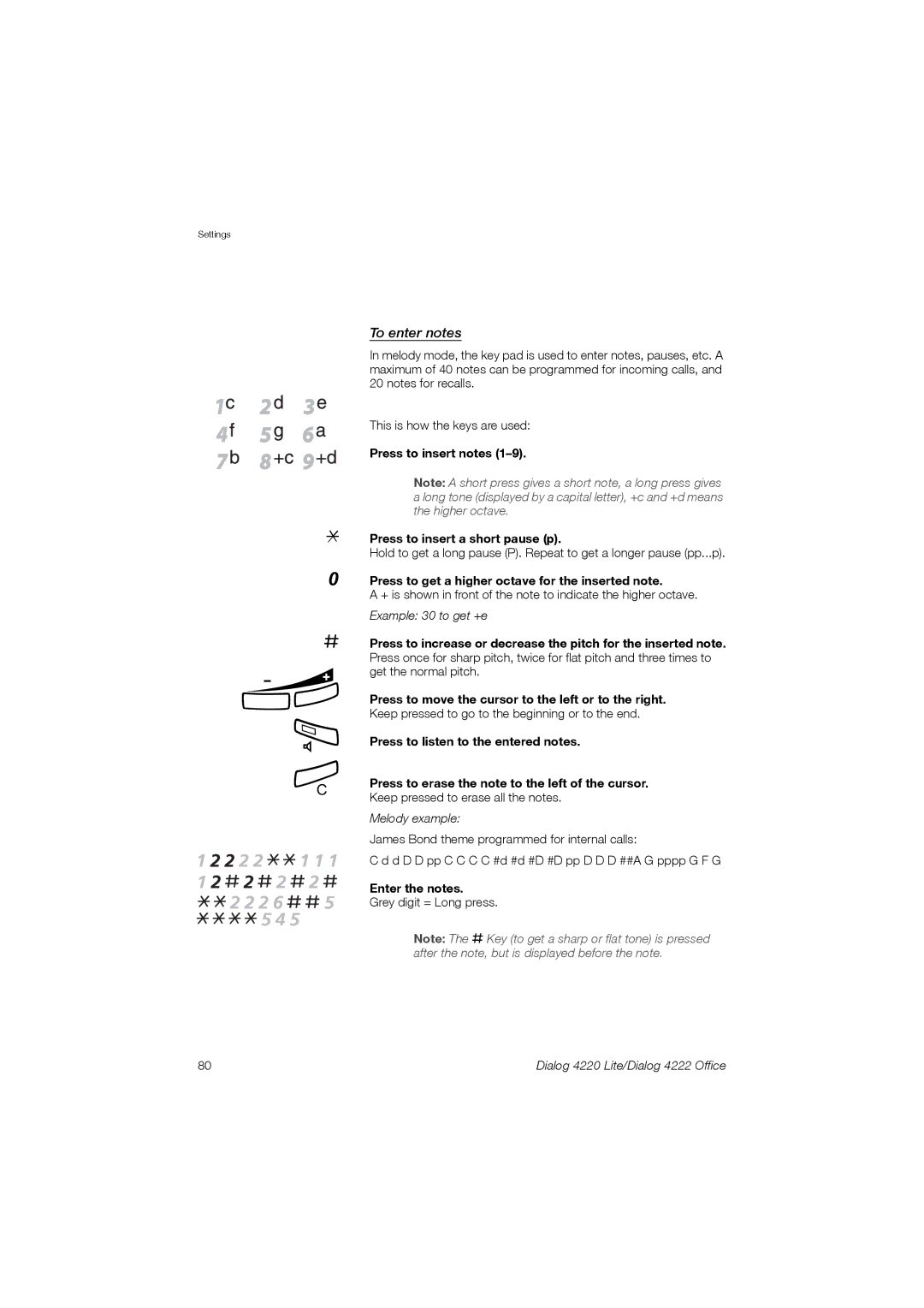 Ericsson 4220 manual To enter notes, Press to insert notes Press to insert a short pause p, Enter the notes 