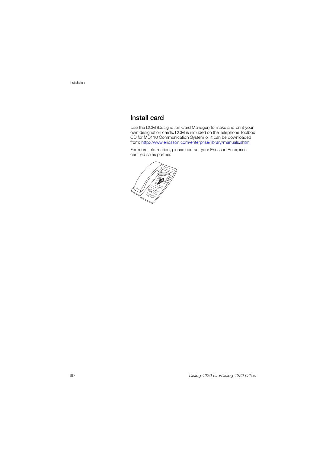 Ericsson 4220 manual Install card 