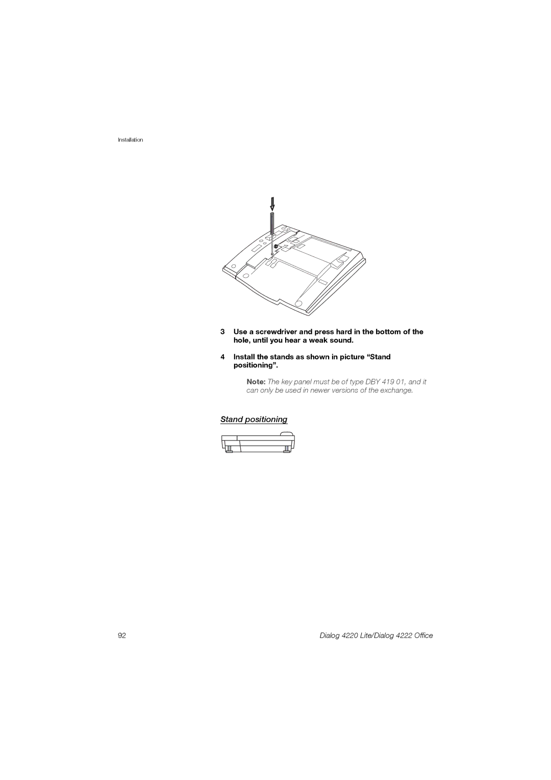 Ericsson 4220 manual Stand positioning 