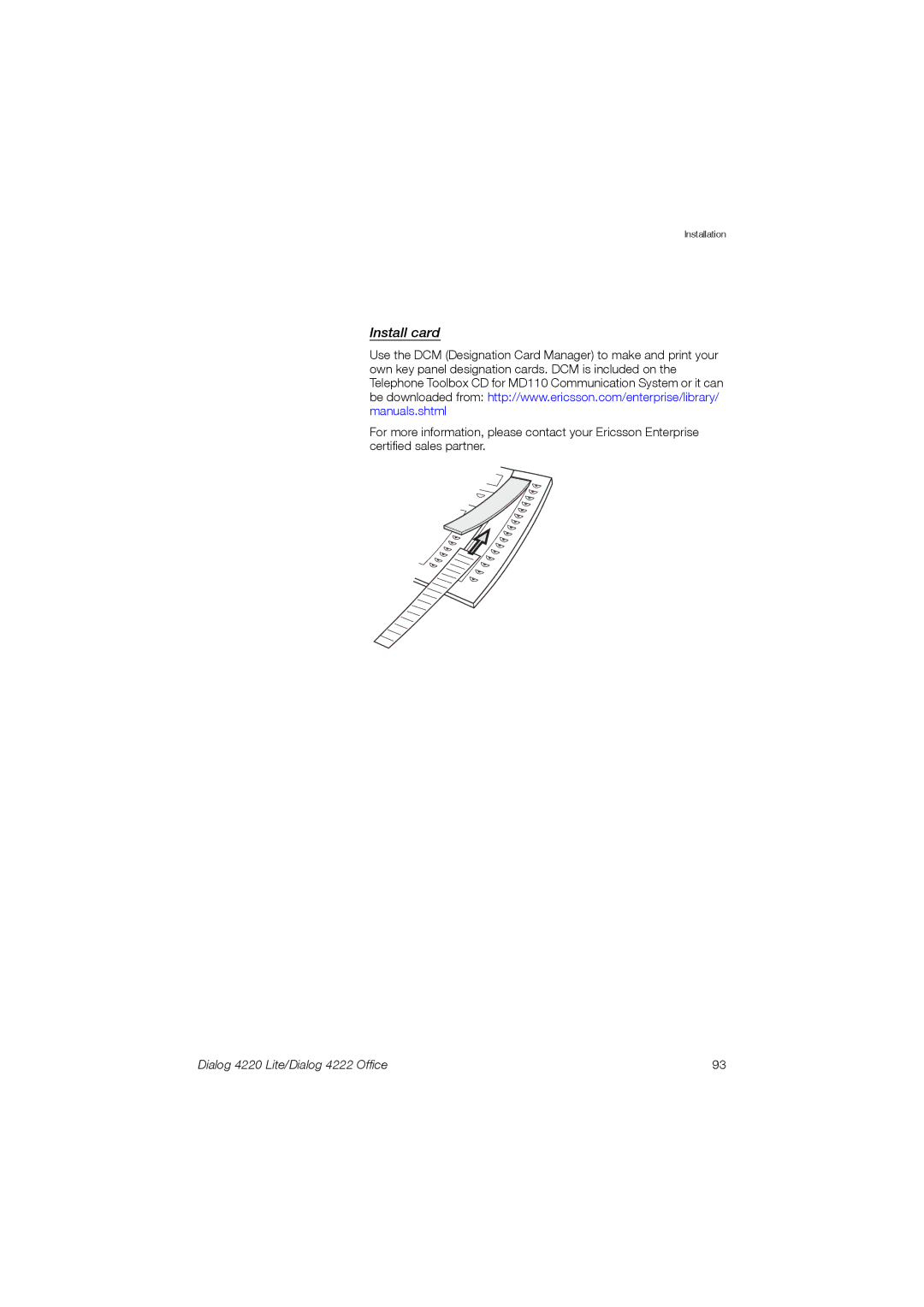 Ericsson 4220 manual Install card 