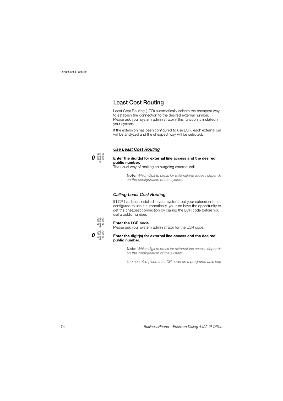 Ericsson 4422 manual Use Least Cost Routing, Calling Least Cost Routing, Public number, Enter the LCR code 