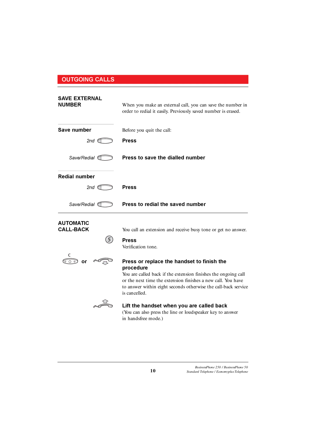 Ericsson 250 manual Save External Number, Automatic CALL-BACK 